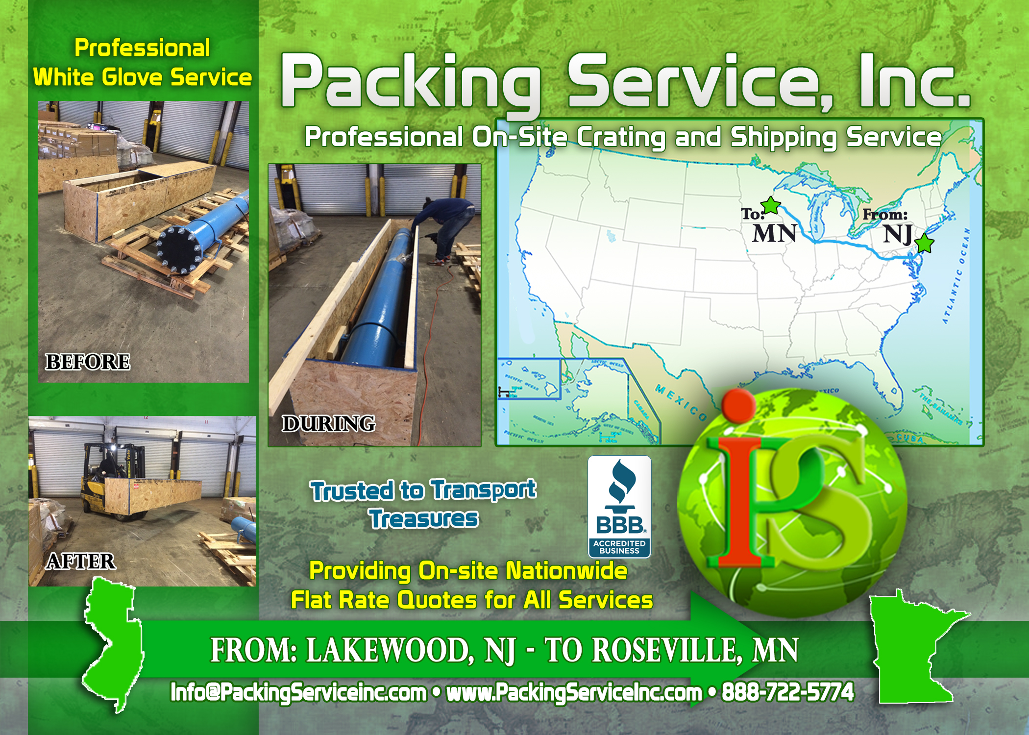 Building custom wooden crates for any sized object is what we do here at Packing Service, Inc