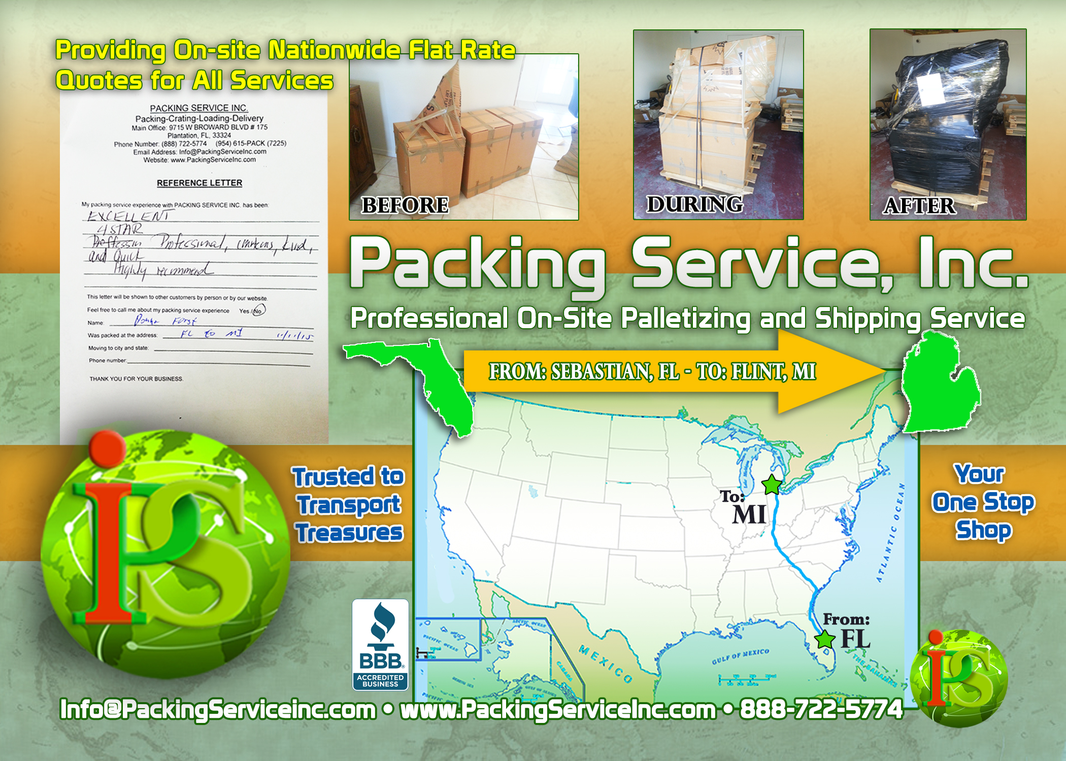 Packing Boxes, Palletizing and Shipping FL-MI with Packing Service, Inc. - 211