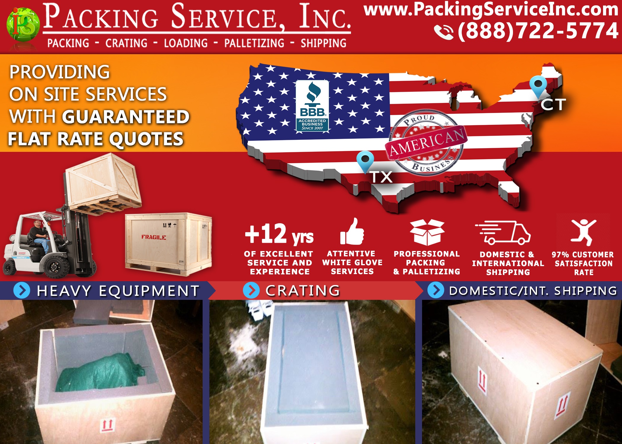 Custom Crating and Shipping from Connecticut to Texas with Packing Service, Inc. - 595